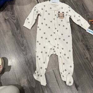 Carter’s Baby Unisex Sleep & Play Footed Pajamas Paw Print 6 Months 2-Way Zip